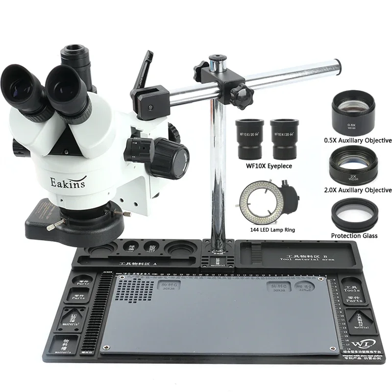 Stereo Trinocular Microscope Pcb - 大型多機能アルミ合金ステレオ顕微鏡 3.5倍～90倍ズーム 三眼顕微鏡 PCBはんだ付け/携帯電話修理用