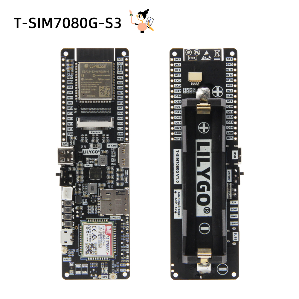 Esp32 S3 Development Board Lot - LILYGO® T-SIM7080-S3 開発ボードT-SIM7080G-S3,nb-iot si7080Gモジュール,wifi,Bluetooth,カメラ,太陽,SIMホルダー付き