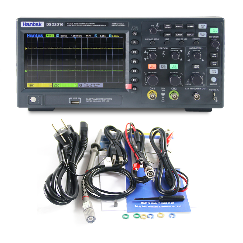 Digital Storage Oscilloscope 100Mhz - Hantek DSO2D10 デジタルストレージオシロスコープ 100MHz帯域幅 2CHデュアルチャンネル 1GSa/s