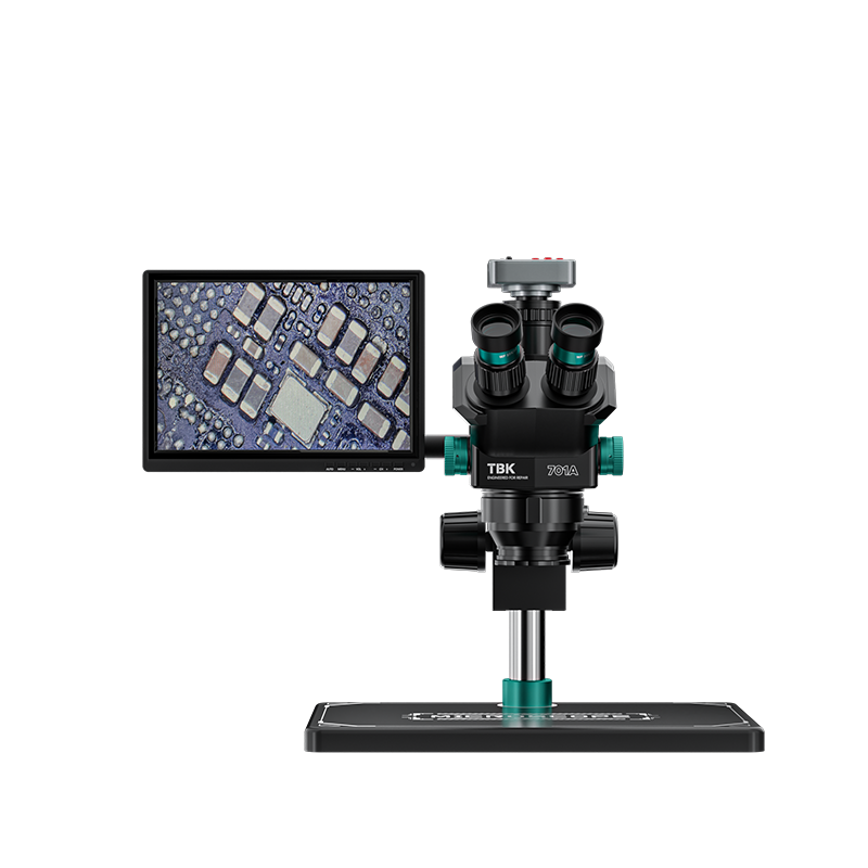 Stereo Trinocular Microscope Pcb - TBK 701A 三眼実体顕微鏡 7-60倍ズーム 48MPカメラ 10.1インチ液晶画面