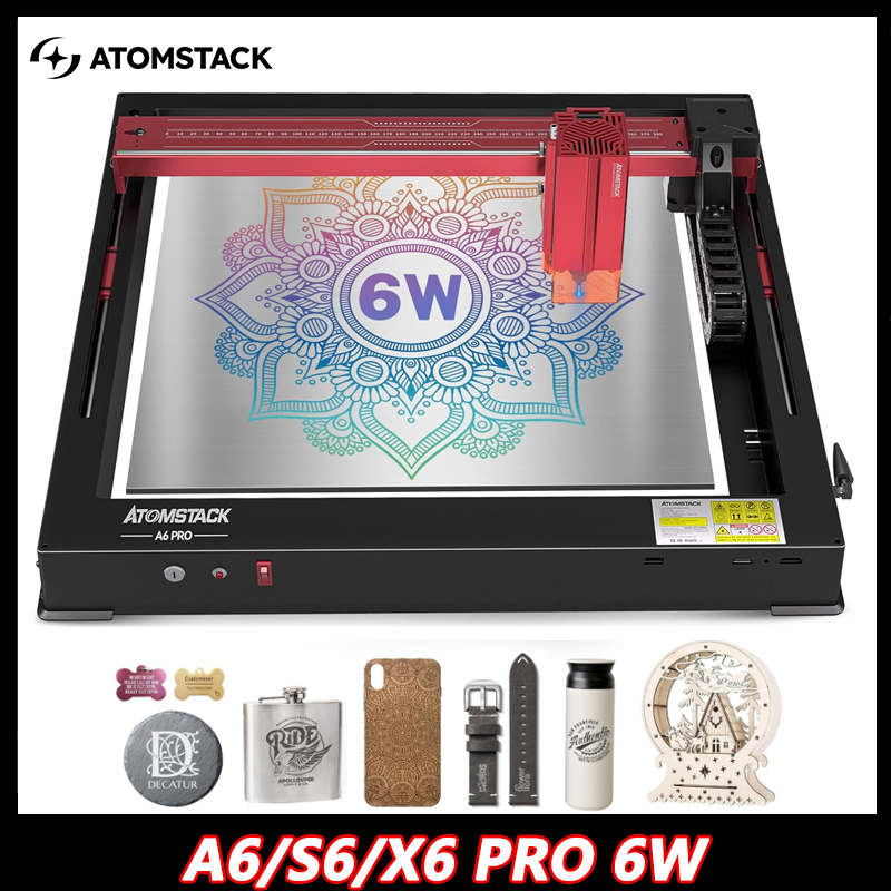 Mini Laser Engraver Cnc Router - Atomstack-ミニレーザー彫刻機,木材,DIY,大理石,ガラス用のCNCルーターマシン,50W,a6,x6,s6,pro,アップグレード