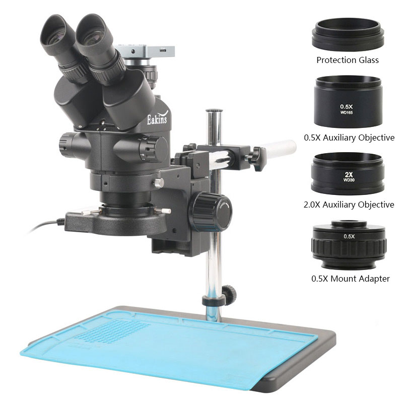 Stereo Trinocular Microscope Pcb - Simul-ステレオ三眼顕微鏡セット,USBビデオカメラ,PCB,bga,cpu,チップ,溶接修理,8.3mp,4k,1080p,hdmi,usb,3.5x-90x