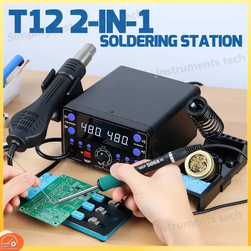 775Wはんだ付けステーション 2 in 1 ホットエアリワ - Hot Air Rework Station T12 のレビューと価格