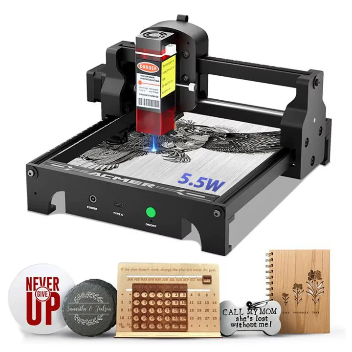 5.5 ワットミニレーザー彫刻カッター ACMER S1 レ - Mini Laser Engraver Cnc Router のレビューと価格