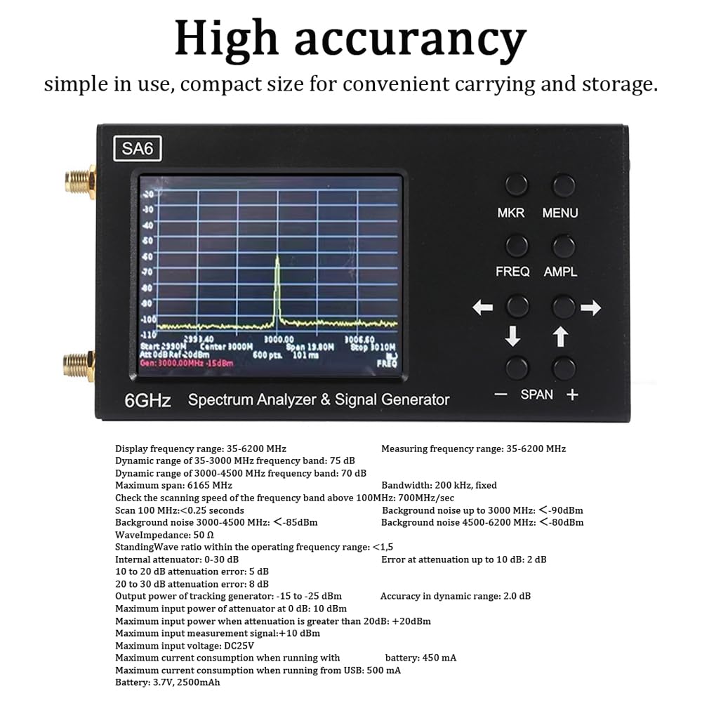 SA6 6GHzスペクトラムアナライザ |   Wi-Fi  - Signal Generator Spectrum Analyzer のレビューと価格