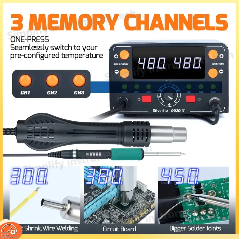 902D IV 775W はんだ付けステーション ホットエア - Hot Air Rework Station T12 のレビューと価格