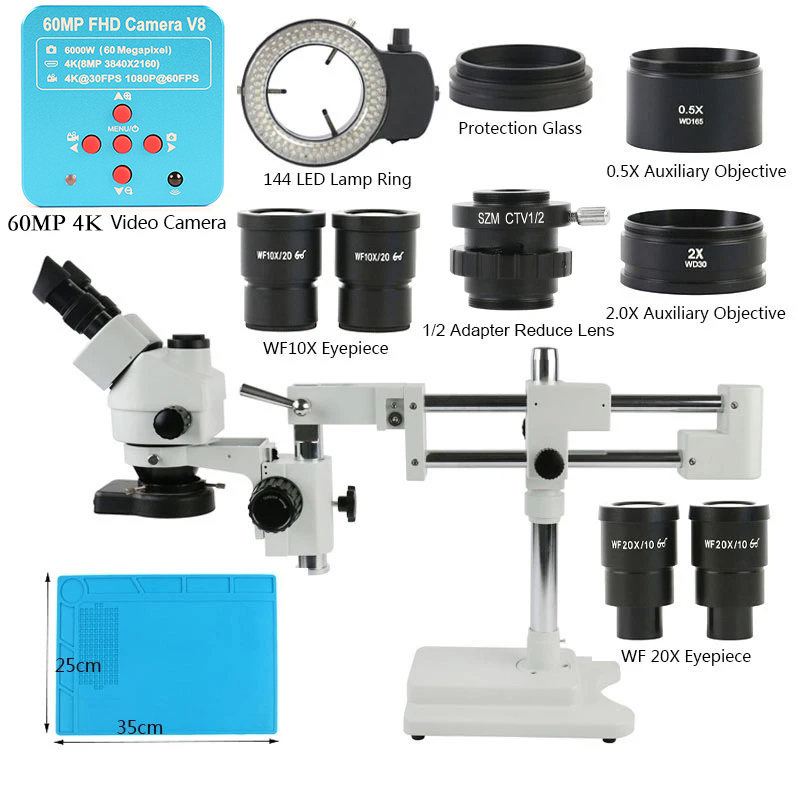 3.5倍 90倍 180倍 シミュラフォーカス ダブルブーム - Stereo Trinocular Microscope Pcb のレビューと価格