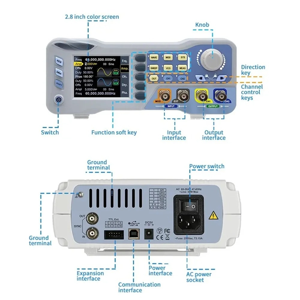 JDS8060 8080 デュアルチャンネル機能任意波形信号 - Function Arbitrary Waveform Generator のレビューと価格